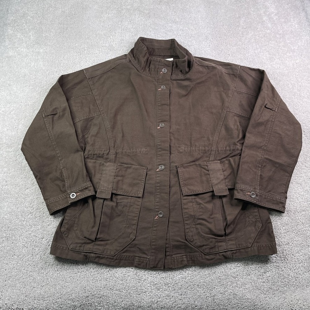 NEW Pilcro Anthropologie Jacket‎ Womens Medium Brown Canvas Surplus Cinch Waist